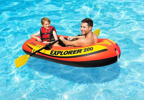 Vista 5 de INTEX Explorer Compact Inflatable Boat Series: Dual Air Chambers – Welded Oar Locks – Grab Handles – Bow Rope – Sporty Design