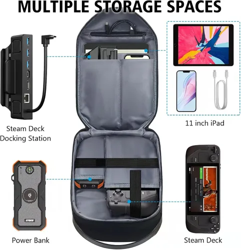 Vista 3 de ANNAPRO Funda de transporte para Steam DeckNintendo Switch, funda de diseño 3D compatible con estación de acoplamiento de cubierta de vapor