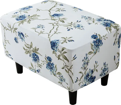 Vista 27 de Funda elástica para silla, funda otomana rectangular de almacenamiento, funda otomana para reposapiés, fundas otomanas para taburete de pie