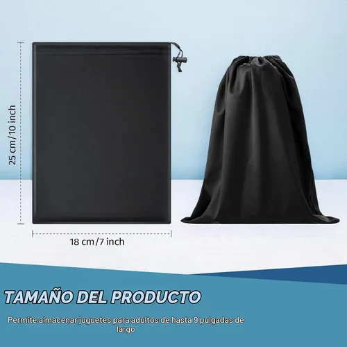 Vista 2 de Flutesan Bolsa de almacenamiento de juguetes, bolsa de microfibra para gafas de sol, bolsa plegable con cordón ajustable (7 x 9.8 pulgadas, negro)