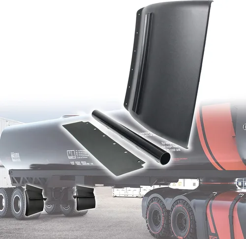 Vista 5 de Par de guardabarros negros de polietileno de cuarto para semirremolque, 24" x 24" Freightliner Kenworth Peterbilt con herrajes, kit de aletas