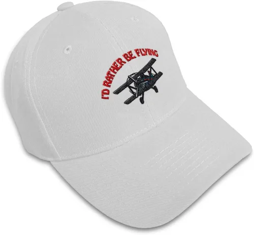 Vista 12 de Gorra de béisbol I'd Rather Be Flying Biplane Embroidery Cars & Transportation Negro