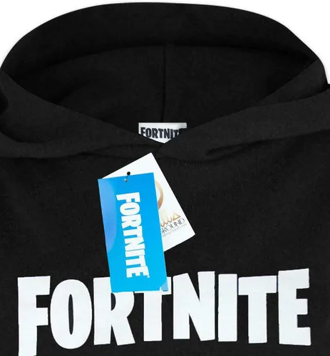 Vista 4 de FORTNITE Sudadera con capucha para niños y niños, manga larga, color negro