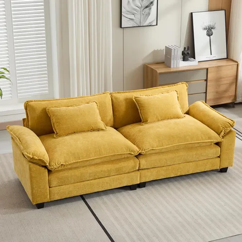 Vista 51 de Oprisen Sofá Seccional Modular, Cómodo Cloud Couch Sofá Seccional, Sofá Cama de Chenilla con Asiento Profundo con Almohadas Decorativas para Sala
