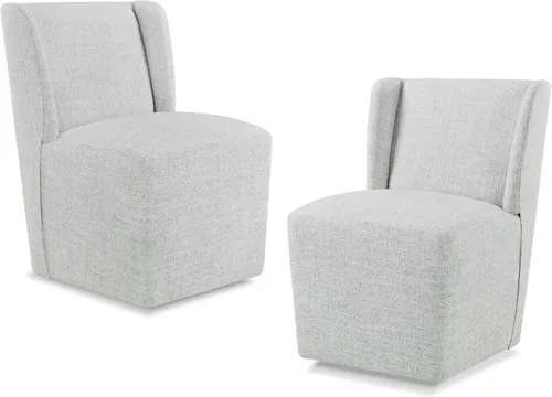 Vista 31 de KISLOT Juego de 1 sillas de comedor tapizadas con ruedas, color beige