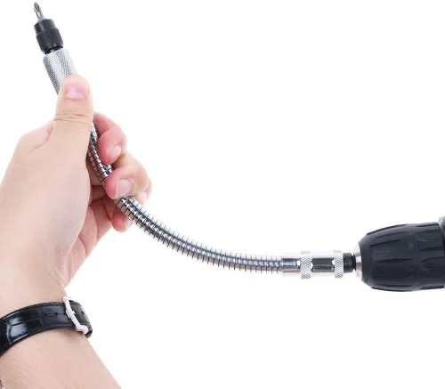 Vista 7 de Extensión de broca flexible con adaptador de taladro en ángulo recto, eje flexible para destornillador eléctrico, taladro de impacto de potencia