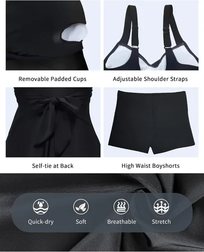 Vista 4 de SuperPrity trajes de baño de dos piezas para mujer, prenda superior con volantes, prenda inferior con cintura alta