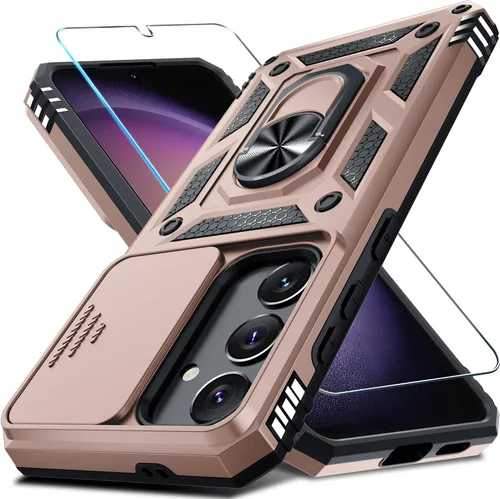 Vista 18 de Janmitta Compatible con Samsung Galaxy S24 FE Funda con Cubierta Deslizante Integrada para Lente de Cámara+Protector de Pantalla+Soporte de Anillo