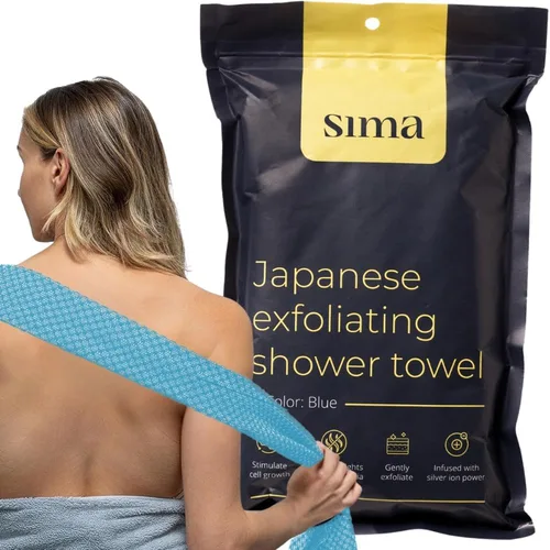 Vista 13 de Toalla exfoliante para la cara y el cuerpo - Toalla exfoliante japonesa con fibras hexagonales, exfoliante corporal con 2 lados para frotar y lavar