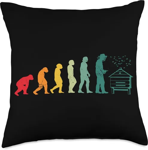 Vista 4 de Beekeepers Naturals Bee Pollen Honey Making Evolution Honey Bees Supplies Beekeeper Throw Pillow, 16x16, Multicolor