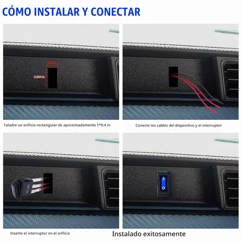 Vista 8 de Interruptor basculante de 12 V impermeable 5 piezas - Interruptor de palanca de 12 voltios con 3 cables desmontables de 20 cm, interruptores
