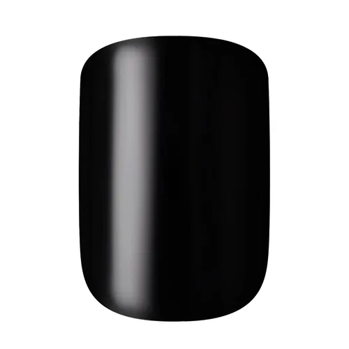 Vista 5 de KISS Gel Fantasy, uñas a presión, pegamento de uñas incluido, 'Aim High', negro, tamaño corto, forma cuadriculada, incluye 28 uñas, 0.07 onzas
