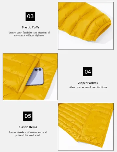 Vista 6 de MAGCOMSEN Chaqueta acolchada ligera con capucha para hombre, con cremallera completa, resistente al agua, acolchada, con forro