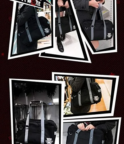 Vista 5 de P5 Persona 5 - Bolsa de hombro para cosplay, escuela secundaria japonesa, para mujeres y hombres, Negro, talla única