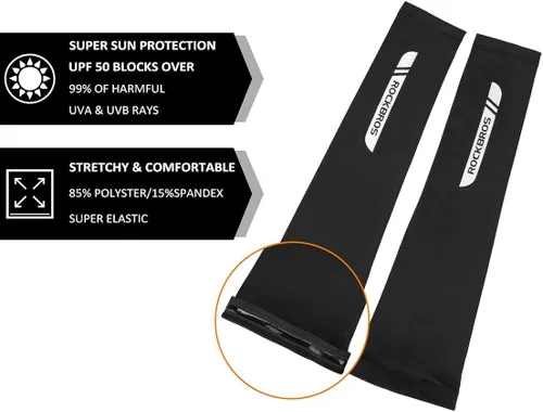 Vista 3 de ROCKBROS Mangas de brazo de protección solar para correr, golf, pesca, ciclismo, mangas de brazo