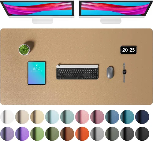 Vista 35 de Aothia - Protector de escritorio de cuero sintético grande, base antideslizante para mouse y superficie para escribir, impermeable, fácil de Agua