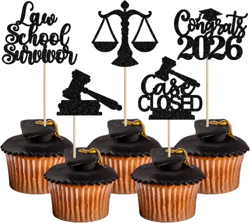 Vista 60 de 30 piezas de decoración para cupcakes de graduación para la clase de 2026 con purpurina brillante para el futuro diploma hecho 2026 Felicidades