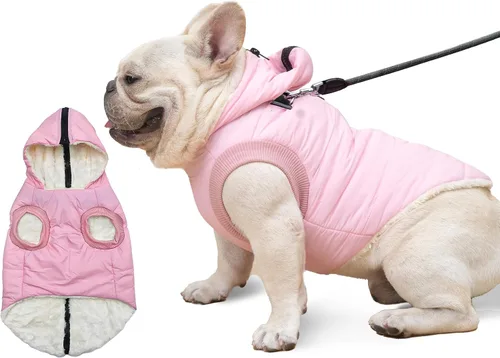 Vista 34 de vecomfy - Sudadera con capucha para perro, forro polar y algodón, extra cálida, para invierno, chaqueta para perro pequeño, abrigos con capucha