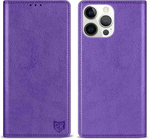 Vista 14 de ZZXX Funda tipo cartera para iPhone 14 con bloqueo RFID, soporte de ranura para tarjetas, funda protectora de cuero magnético fuerte plegable