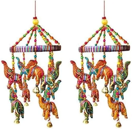 Vista 7 de Rastogi Handicrafts Elefante hecho a mano techo de pared colgante ornamento decorativo Navidad Diwali fiesta boda colgante decorativo