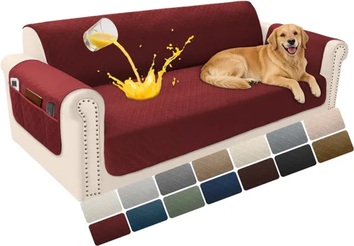 Vista 43 de Fundas de terciopelo 100% impermeables para sofá biplaza, fundas lavables para sofá de 2 plazas, fundas de sofá aptas para mascotas, protector