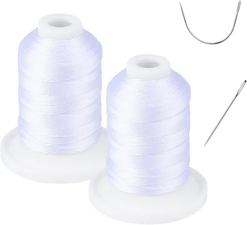 Vista 10 de Resistente a los rayos UV - Simthread 100% Poliéster Hilo Entrelazado Tex 69 (12wt) - 250 Yardas 1 Blanco 1 Negro