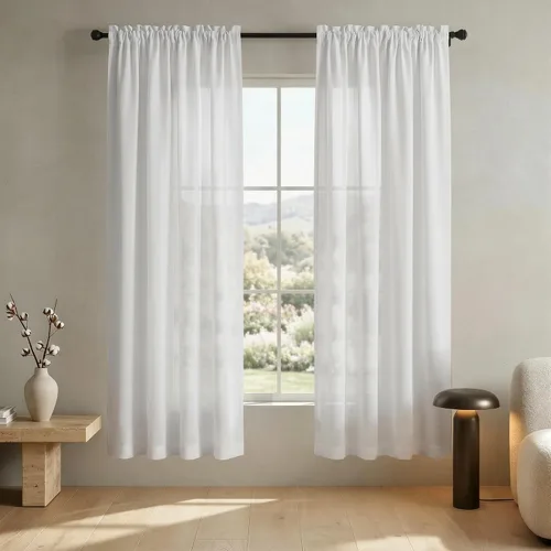 Vista 38 de Mrs.Naturall - Cortinas transparentes con bolsillo para barra de 36x63 pulgadas de lino mezclado negro