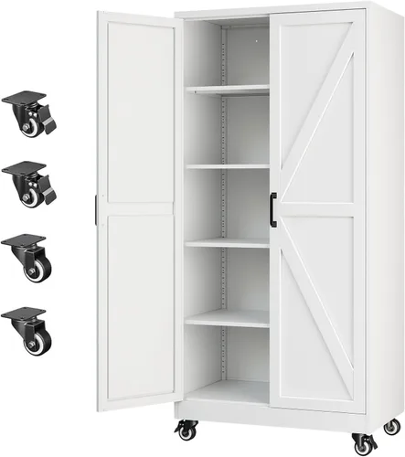 Vista 12 de Letaya Gabinetes de almacenamiento de garaje de metal con ruedas,Gabinete Negro