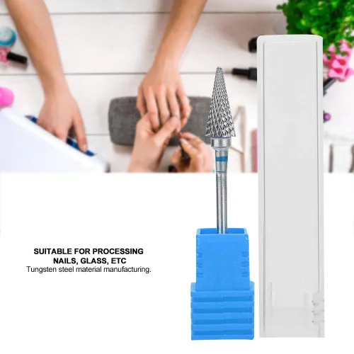 Vista 2 de Pongnas Broca de uñas de acero de tungsteno, brocas de manicura para manicura, pedicura eléctrica, accesorios para cabezal de molienda (azul)