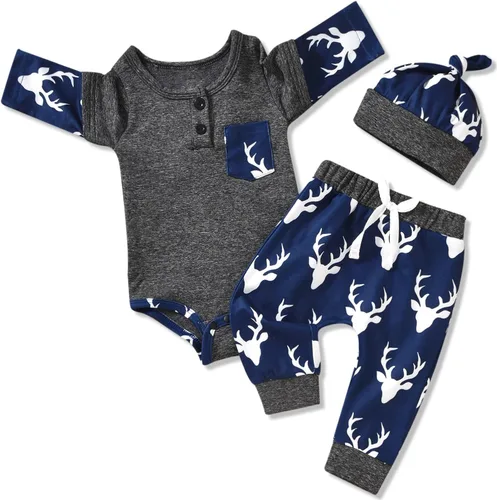Vista 9 de Aalizzwell Conjunto de Ropa para Bebé Recién Nacido, Niños, Otoño e Invierno Camouflaje
