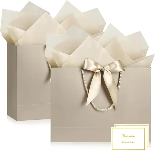 Vista 34 de JMANNI Bolsas de regalo, 3 piezas de tamaño mediano con cinta de lazo, bolsa de regalo de papel portátil, patrón de mármol, para cualquier ocasión