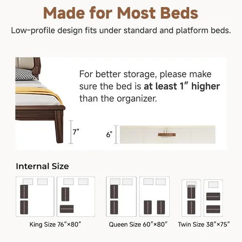 Vista 6 de StorageWorks Almacenamiento debajo de la cama con tapa, paquete de 2 contenedores de almacenamiento debajo de la cama para ropa, ropa de cama y Beige