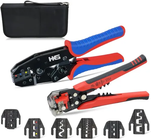 Vista 14 de HKS Herramienta de Engaste para Manguitos, Terminales de Virola y Extremo de Cable de Pin - Engastadoras de Cables con Trinquete - AWG 3-1/0
