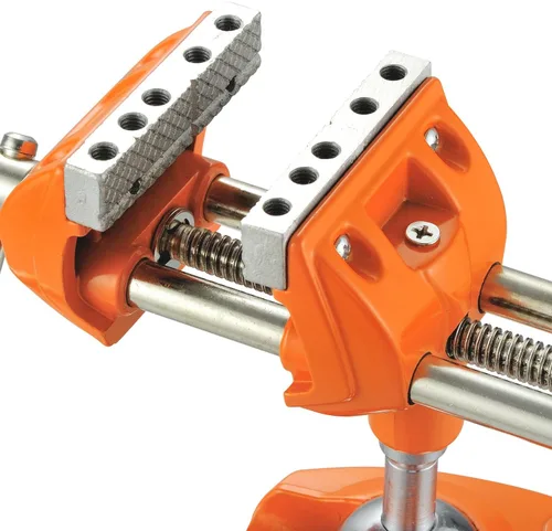 Vista 8 de MAXMAN Tornillo de banco de abrazadera con poste universal, tornillo de banco de carpintería, acero fundido resistente de 360°, tornillo