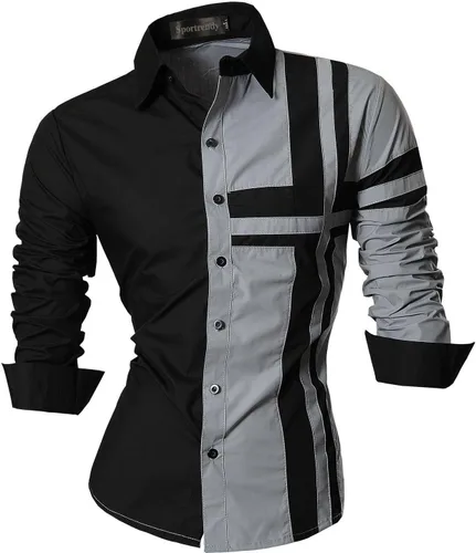Vista 150 de JZS041, camisa de vestir de manga larga para hombre