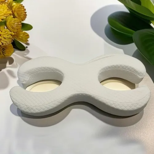 Vista 8 de Almohada para dormir de lado, almohada de cara para dormir lateral, almohada doble C hueca de espuma viscoelástica suave extraíble para personas que