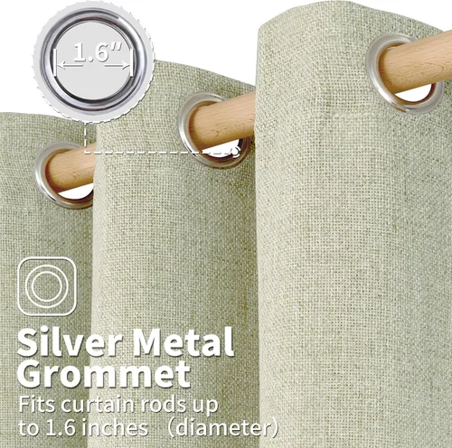 Vista 293 de BGment Cortinas de Lino Beige de 63 Pulgadas de Largo 2 Paneles - Tratamientos para Ventanas con Textura de Arpillera Filtrantes de Luz Cortinas B