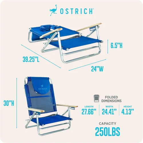 Vista 3 de Ostrich SBSC-1016B South Beach Silla de arena, azul