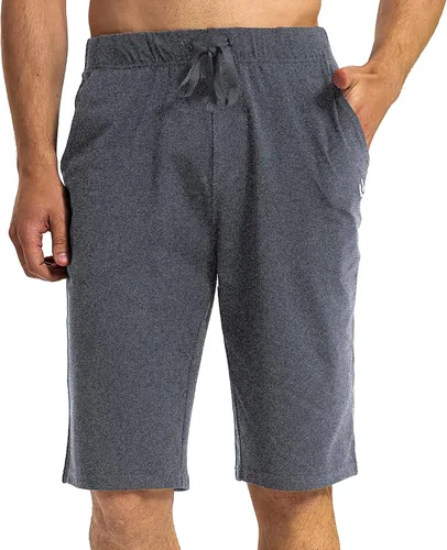 Vista 2 de HARTPOR Pantalones cortos de algodón para hombre de 12 pulgadas de largo, pantalones cortos de yoga para entrenamiento, pijama atlética, pantalones