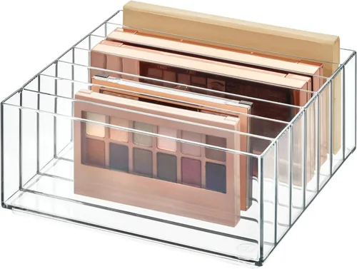 Vista 4 de iDesign 42870 Clarity - Organizador de paleta de maquillaje ancho dividido de plástico sin BPA, 8.1 x 8.1 x 3.7 pulgadas