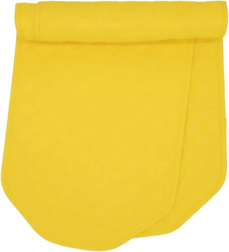 Vista 5 de Juego de dos manteles individuales redondos acolchados de color amarillo brillante sólido