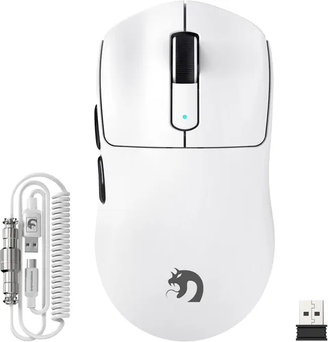 Vista 9 de MAMBASNAKE Mouse inalámbrico M3 para juegos con ligero 1.49 oz, sensor PixArt PAW3395 PRO 40K DPI, modo tri-2.4G/Bluetooth/cableado, micro