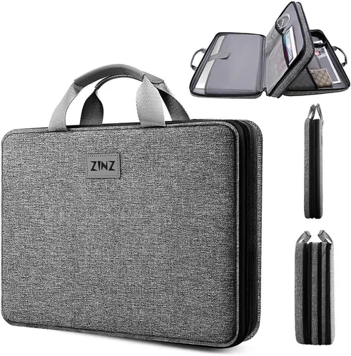 Vista 26 de ZINZ - Funda para portátil de 13 pulgadas con funda expandible, maletín protector de computadora con múltiples bolsillos, compatible con MacBook
