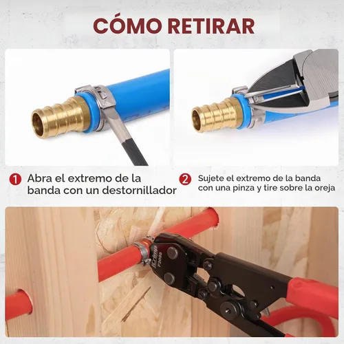 Vista 5 de IWISS PEX - Crimpadora para abrazaderas de acero inoxidable de 3/8 a 1 pulgada. Incluye 20 abrazaderas de 1/2 pulgada y 10 abrazaderas de 3/4