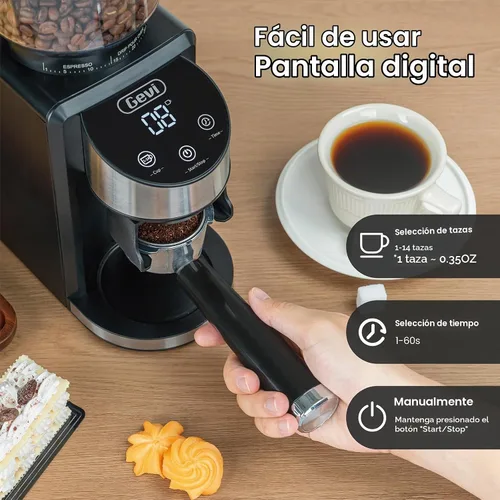 Vista 3 de Gevi Burr Grinder, 35 Settings Espresso Drip French Press,Anti-Static Black