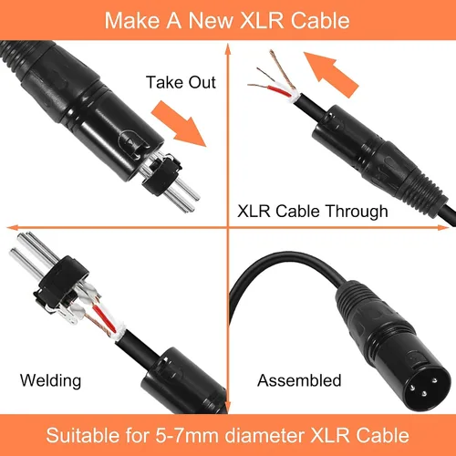 Vista 4 de DIANN 10pcs 3 Pin XLR Audio Jack Micrófono Conector - 5 Macho y 5 Hembra XLR Conectores