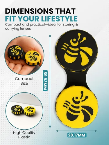 Vista 5 de SPORTS WORLD VISION Estuches de lentes de contacto divertidos de temporada Bee Cute Screw Top Almacenamiento de viaje Caja de lentes de contacto L/R