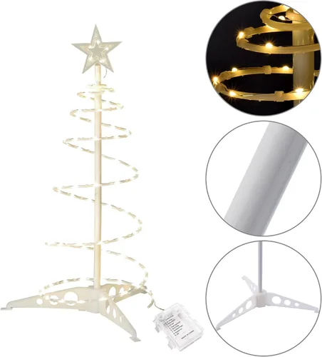 Vista 3 de Yescom Munchkin - Luz LED en espiral para árbol de 2 pies, 79 luces LED, batería para interiores, exteriores, camino, fiesta, fiesta, decoración