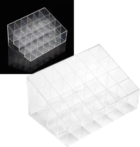 Vista 4 de Haofy 24 rejillas transparentes para lápiz labial, organizador de maquillaje y cosméticos, caja de almacenamiento de maquillaje, esmalte de uñas