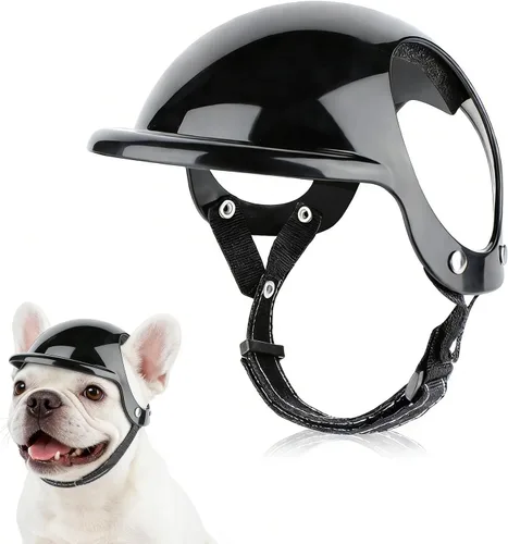 Vista 6 de LESYPET Casco para perros extra pequeños, casco de motocicleta ajustable para perros con diseño de agujero para las orejas, ideal para montar al
